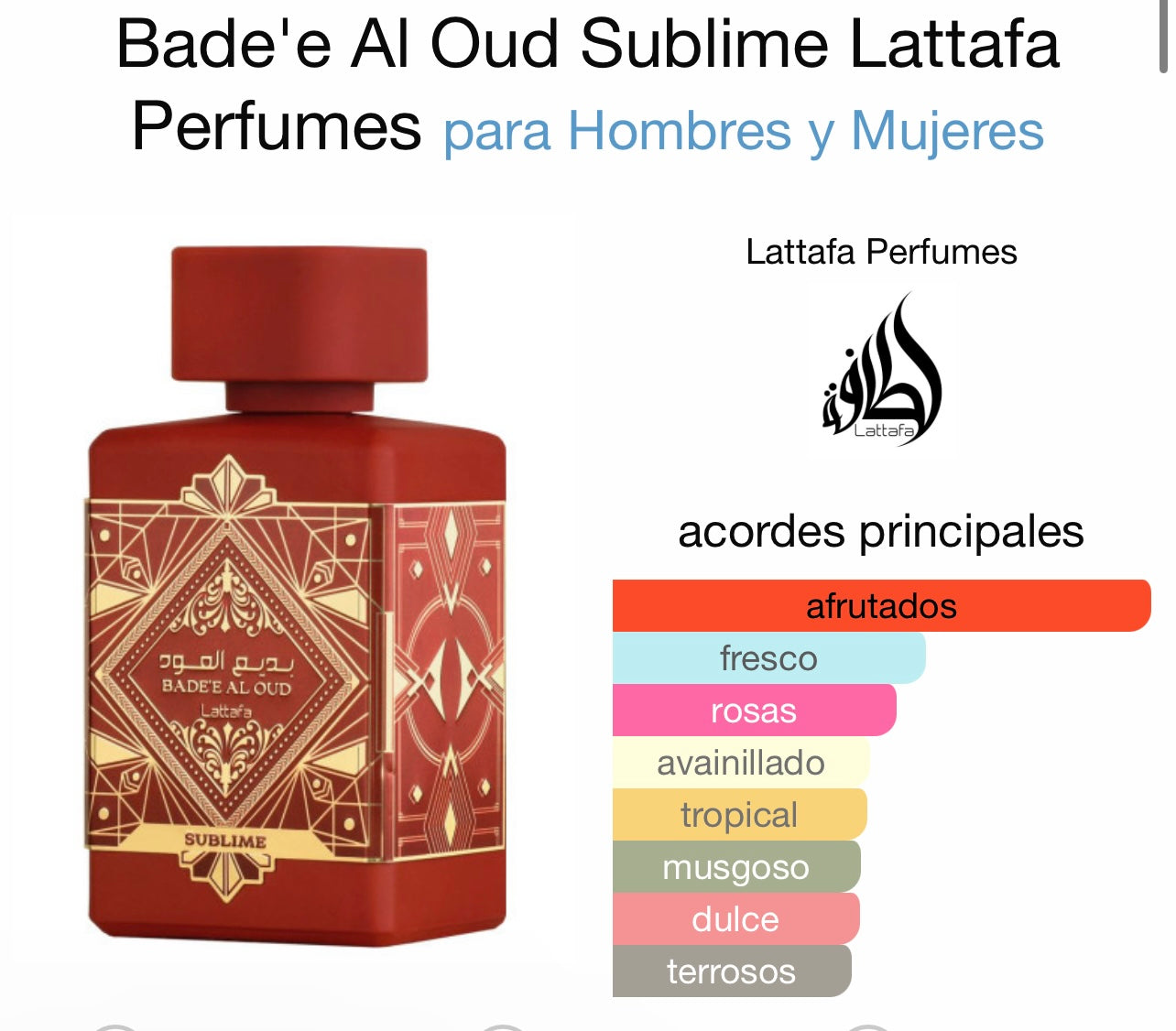Badee Al Oud Sublime LATTAFA Perfumes - Dubai Esencias