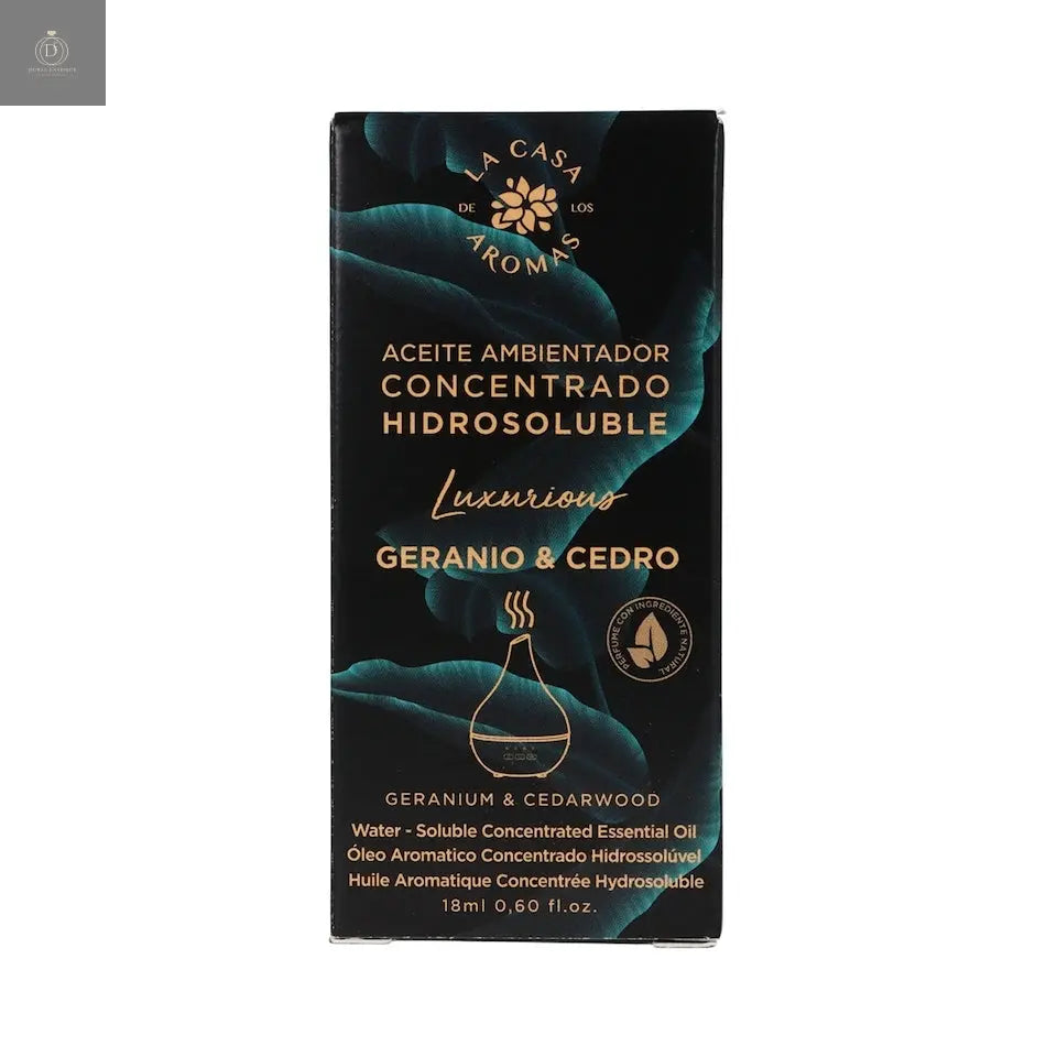 Aceite ambientador concentrado hidrosoluble Geranio y Cedro 18 ml - Dubai Esencias