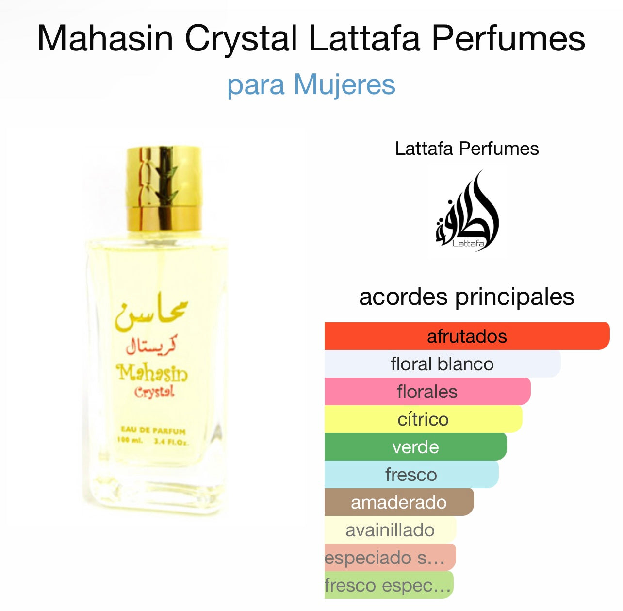 Mahasin Crystal Lattafa Perfumes - Dubai Esencias