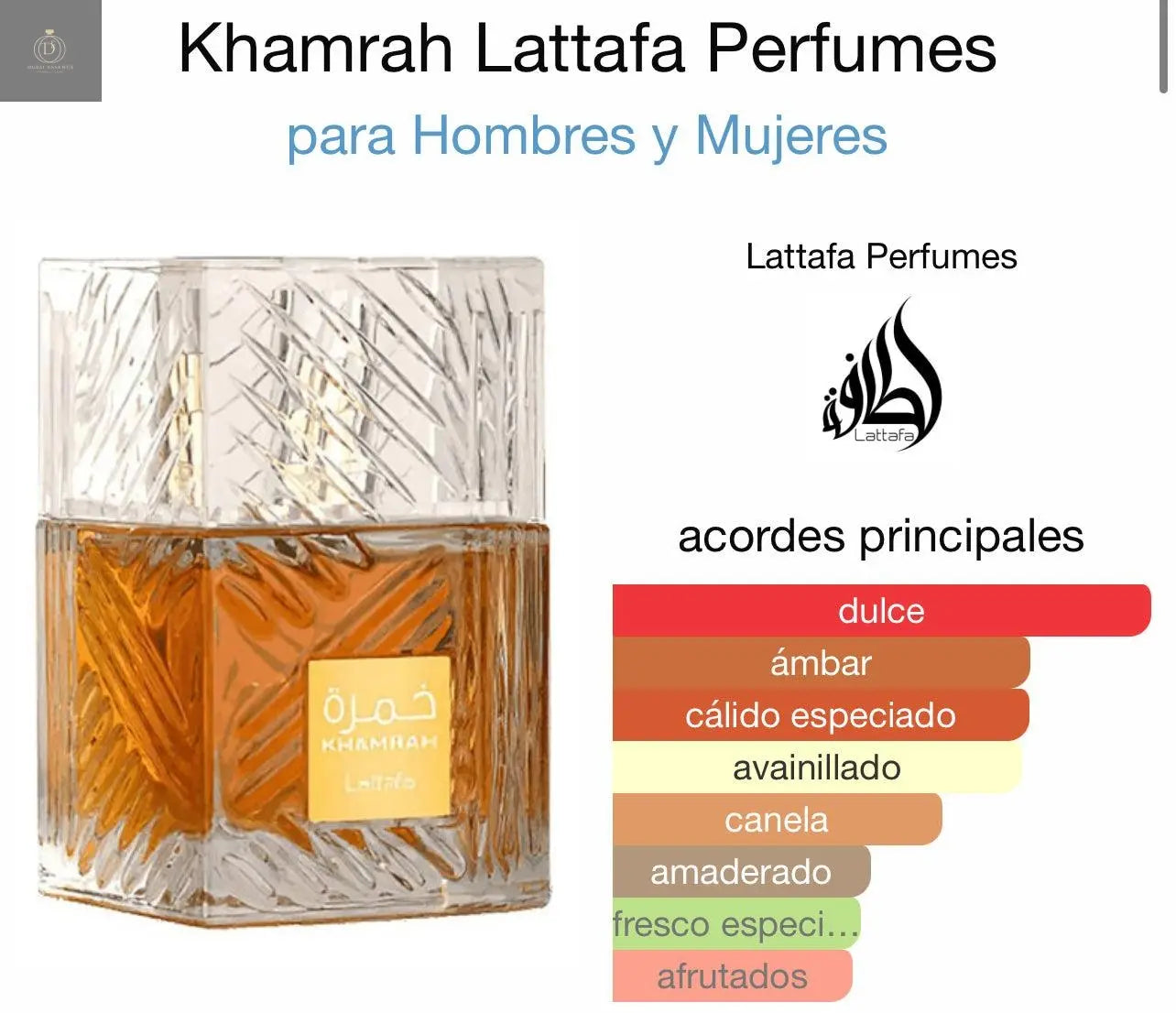 Kamrah Lattafa 100 ml - Dubai Esencias