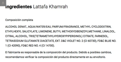 Kamrah Lattafa 100 ml - Dubai Esencias