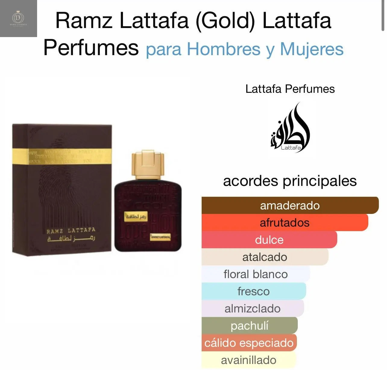 Ramz Lattafa Gold Lattafa 100 ml - Dubai Esencias